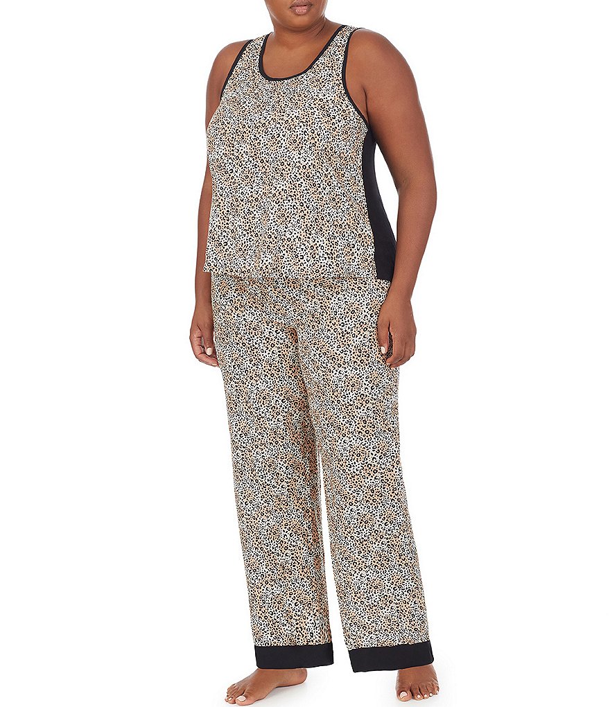 Kensie Plus Animal Print Woven Coordinating Sleep Tank