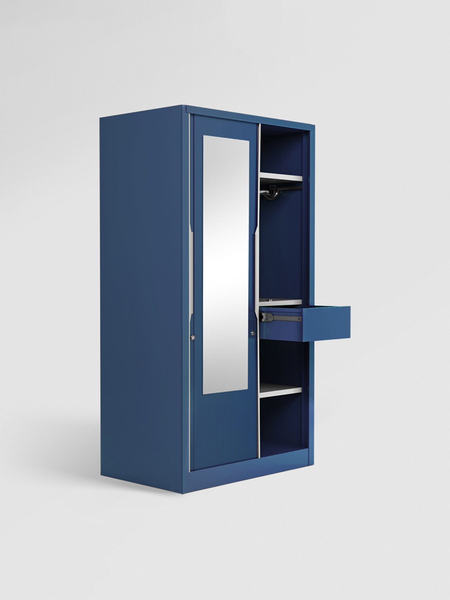 Godrej Interio Slide N Store Pro 2-Door Steel Wardrobe, Phiroja Blue (1-Year Warranty, 1 Drawer)