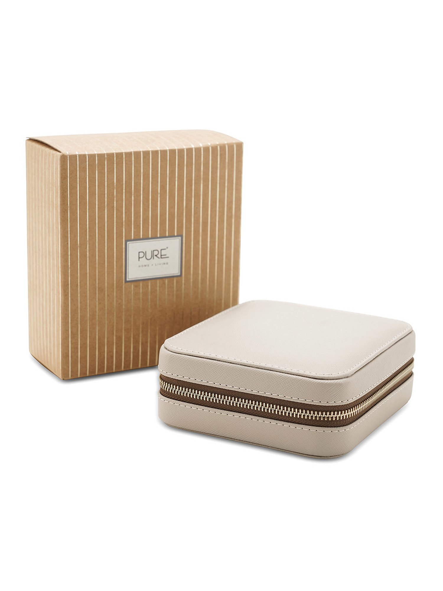 Pure Home and Living Beige Leather Solid Jewellery Organiser