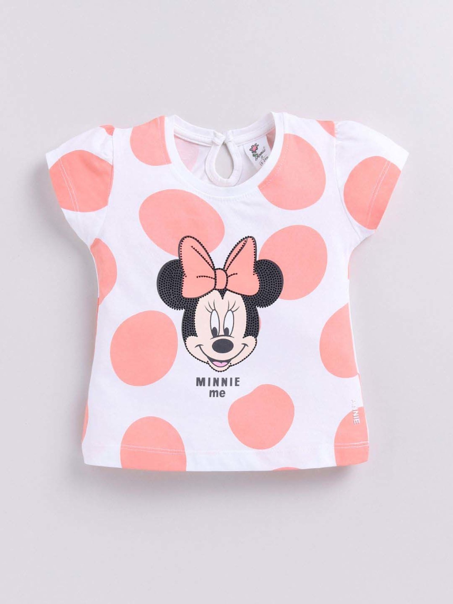 ANNIE Girls Peach & White Cotton Printed Top & Short sets