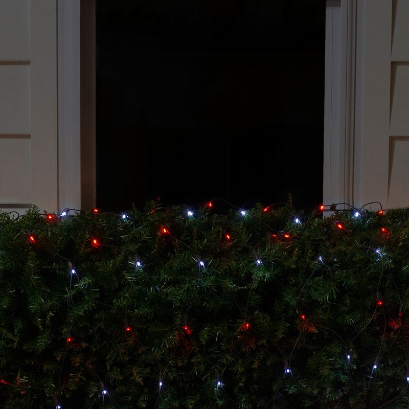 Northlight 4' x 6' Red and White Micro LED Net Style Christmas Lights, Brown Wire
