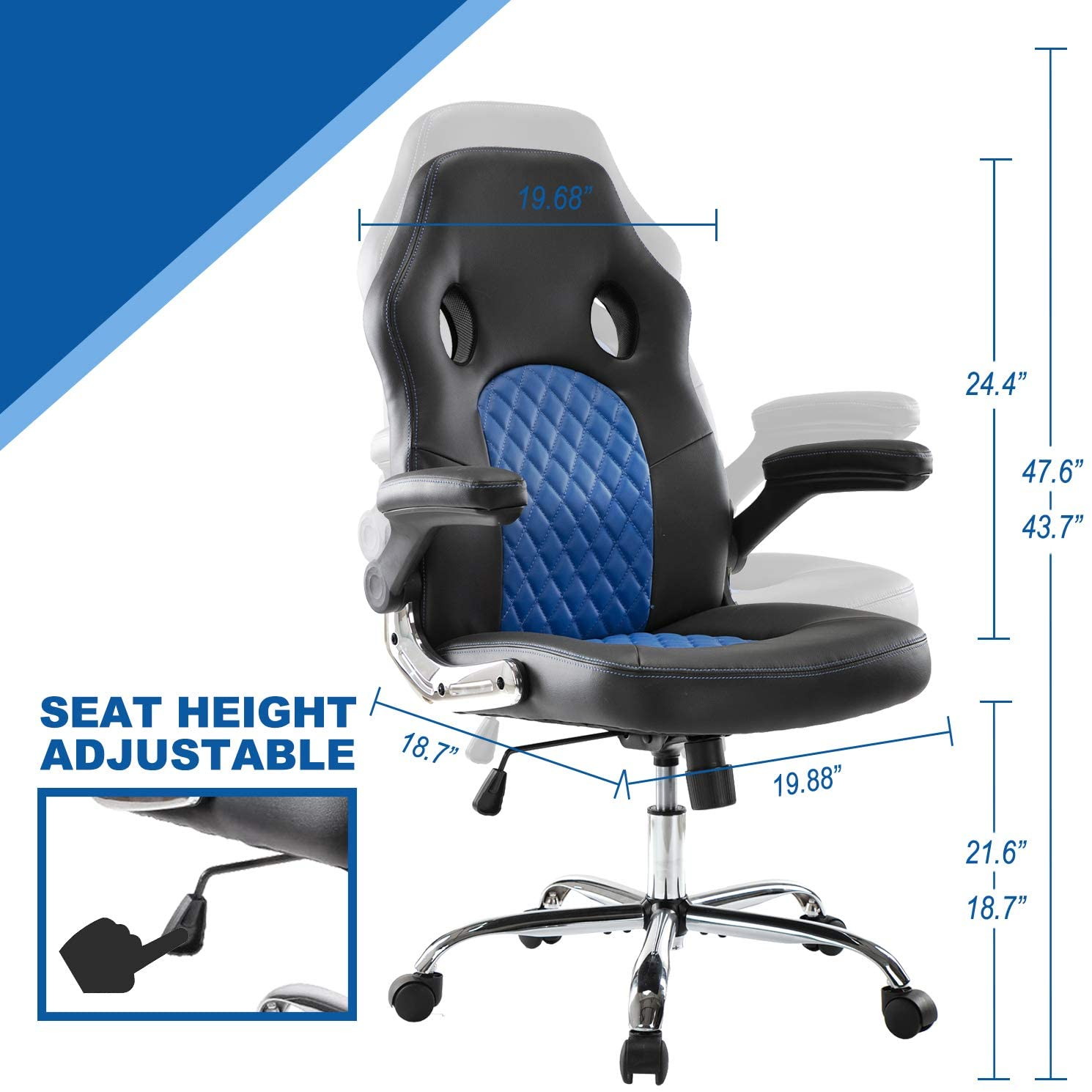 SMUGDESK Office Chair, Gaming Chair Leather, Computer Desk Chair Task Swivel Executive Chairs High Back with Padded Seat Armrests and Rolling Casters (Black)