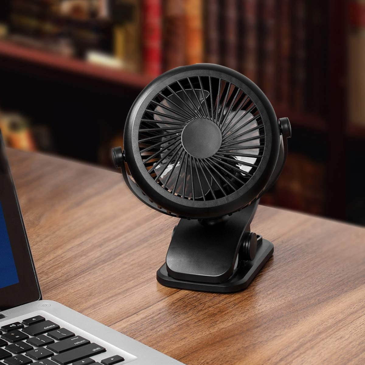 SOONHUA Portable Mini Clip Fan with 3 Speed 360 Degree Rotation Desk Fan for USB Rechargeable Powered for Outdoor Travel Baby Stroller Office Fan