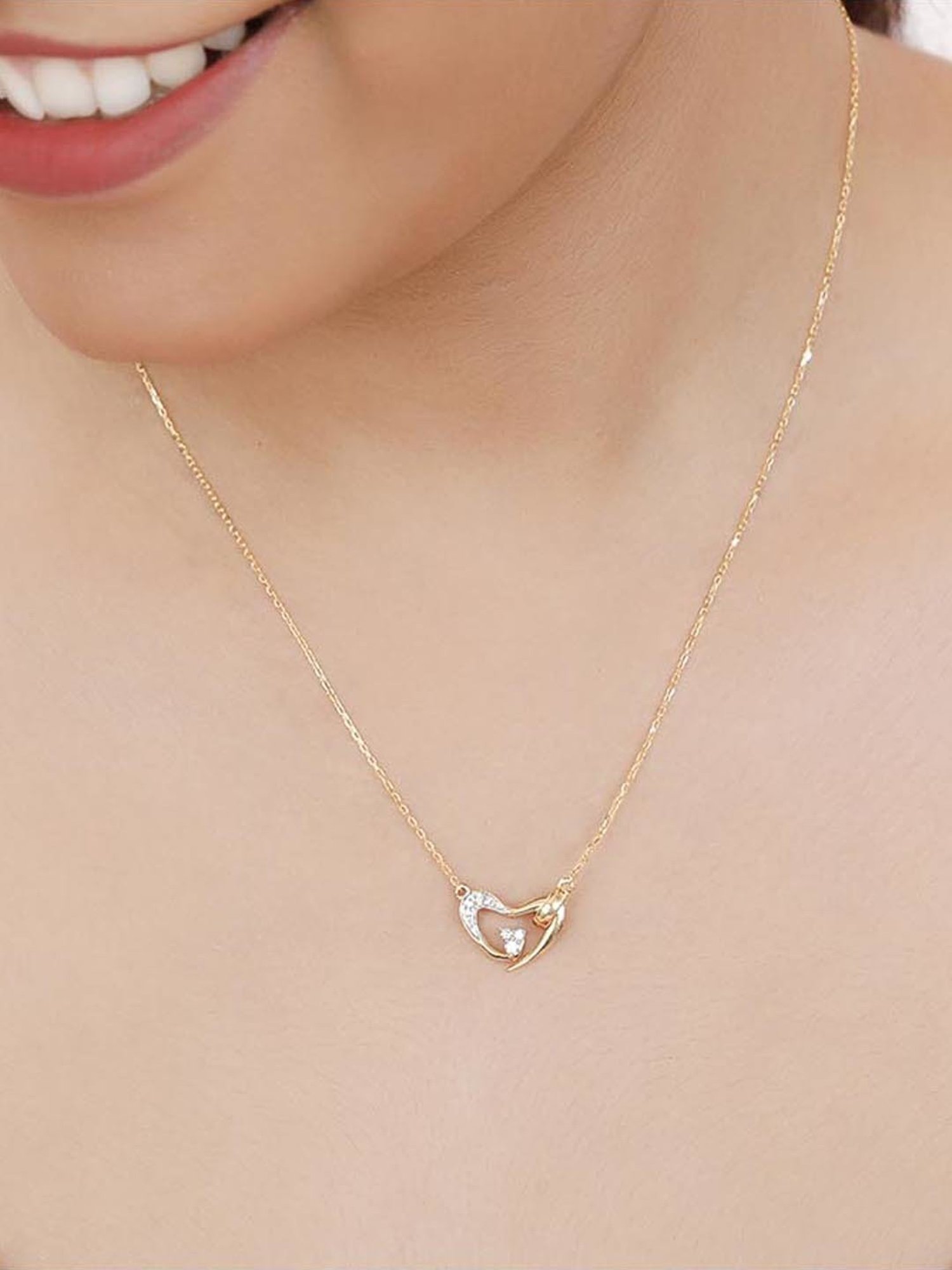 P.N.Gadgil Jewellers 18k Gold Infinity Florall Diamond Necklace For Women