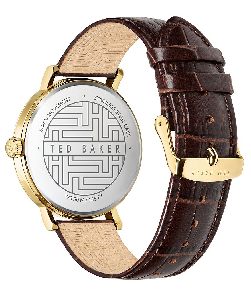 Ted Baker London Men's Phylipa Brown 3-Hand Leather Strap Watch