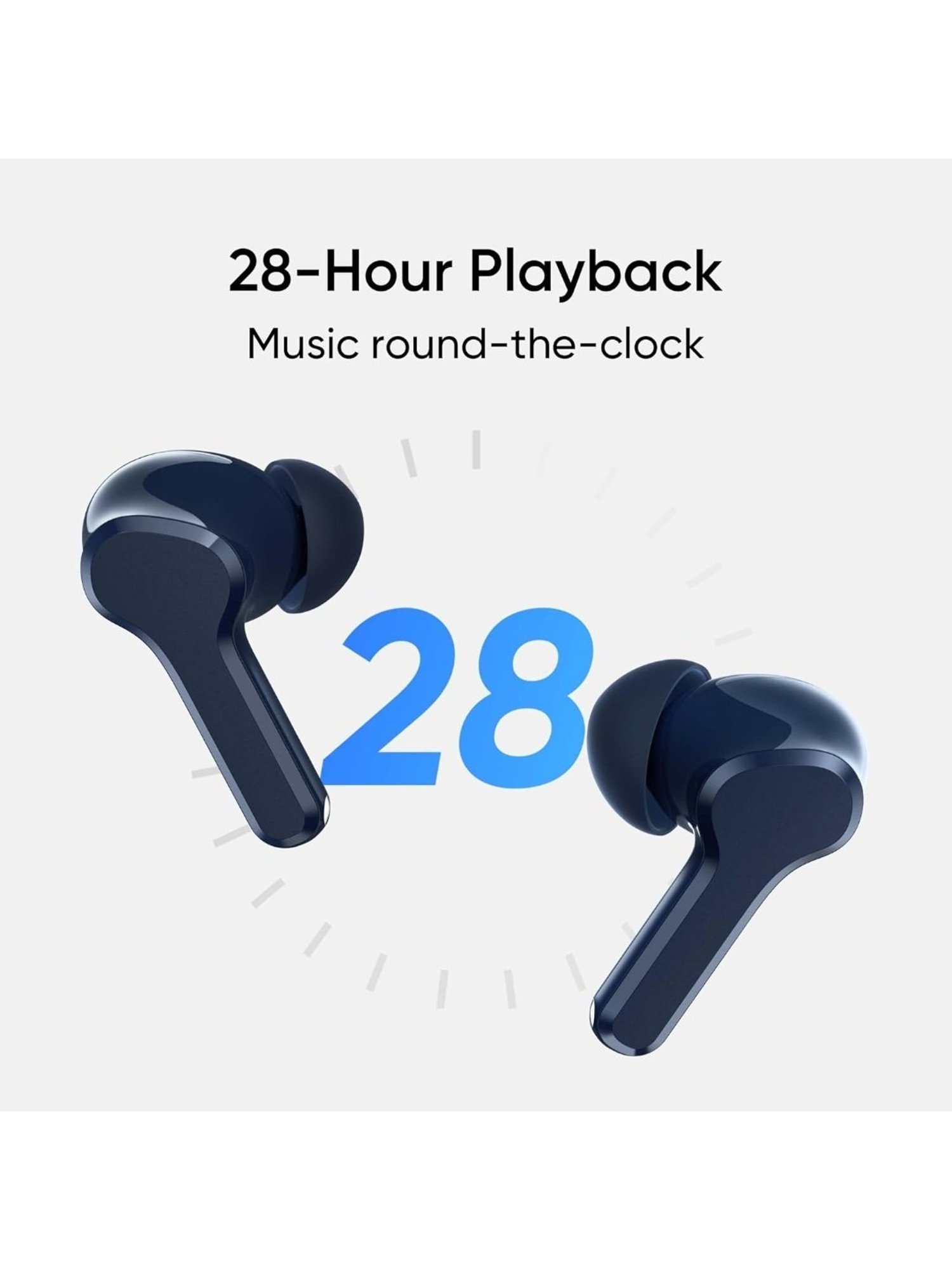 realme TechLife Buds T100 In Ear BT Earbuds with AI ENC for Call, 28H Playback (Blue, True Wireless)