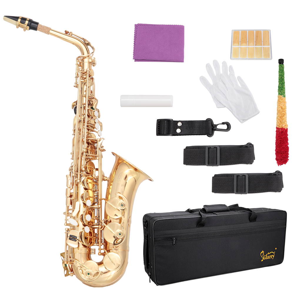 Student  Glarry Alto Saxophone  Alto SAX Eb  with  W/ Case 10 Reeds Strap