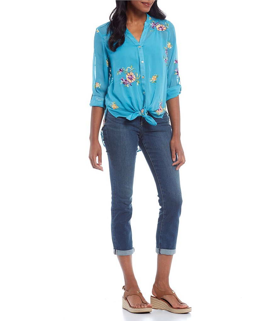 Eva Varro Animal Print Knit Jersey 3/4 Slit Sleeve Tunic