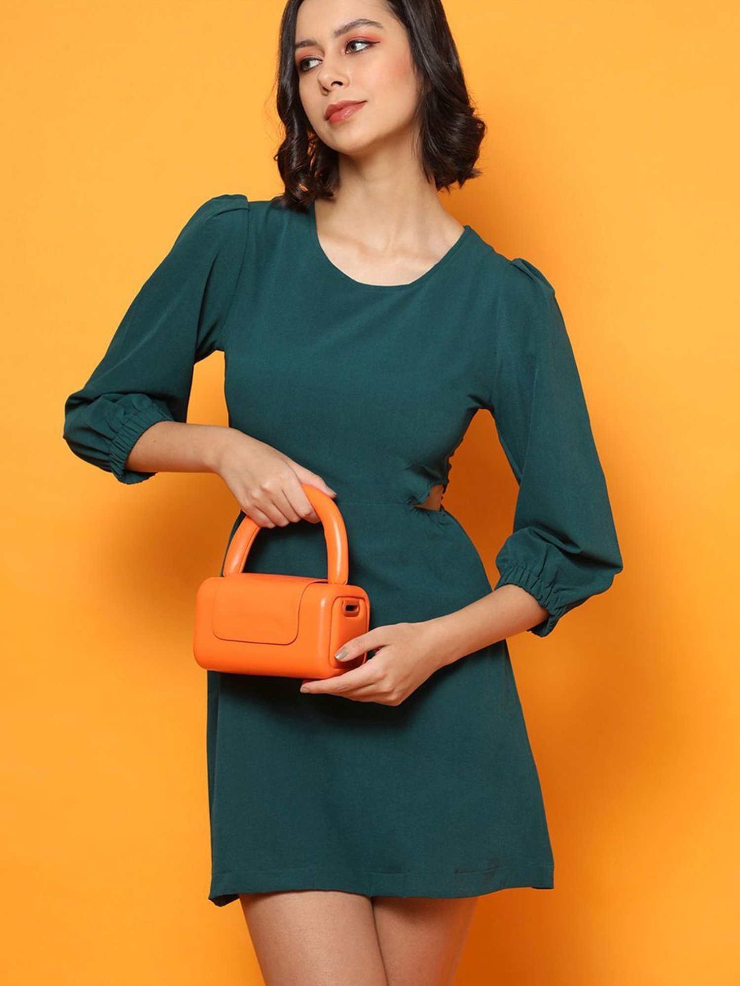 HauteSauce Orange Solid Small Handbag