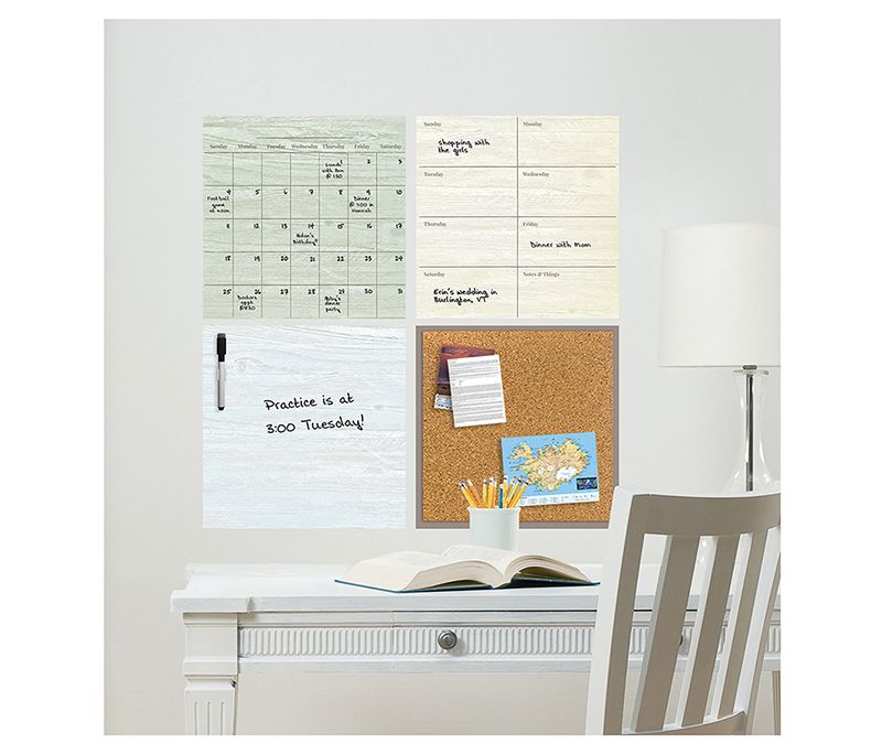 Wall Pops!  Cork and White Board Calendar Set 4ct - Multicolor Wood