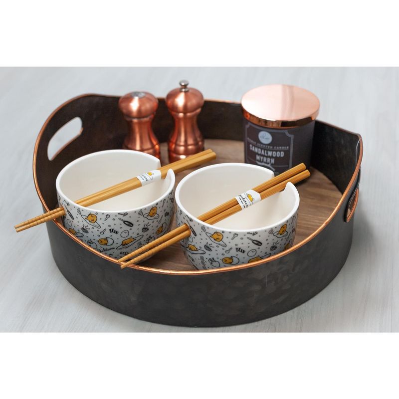 Seven20 Gudetama 2 Pack 4 inch Ceramic Bowl & Chopstick Set