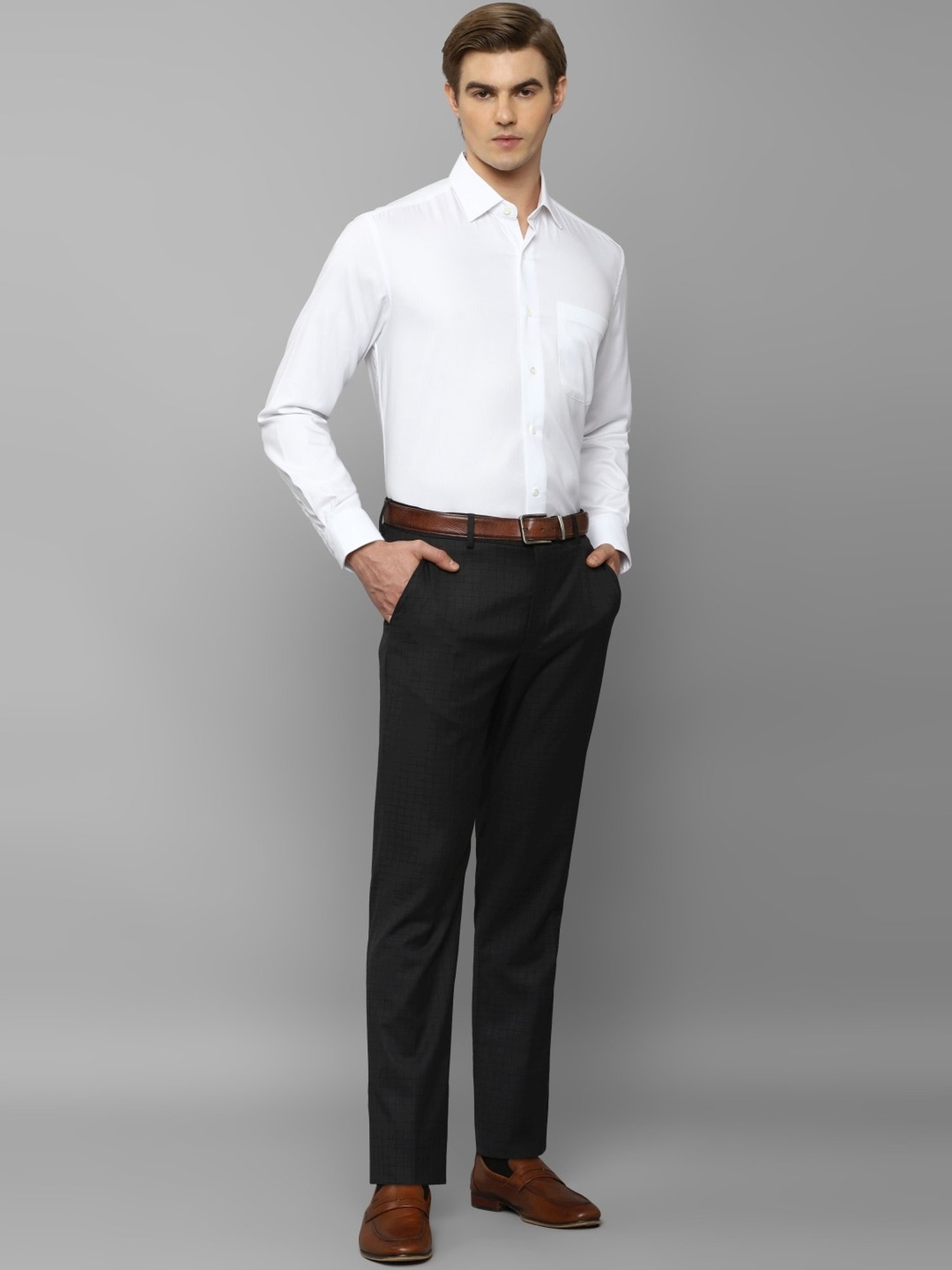 Luxure By Louis Philippe Pearl White Cotton Regular Fit Shirt