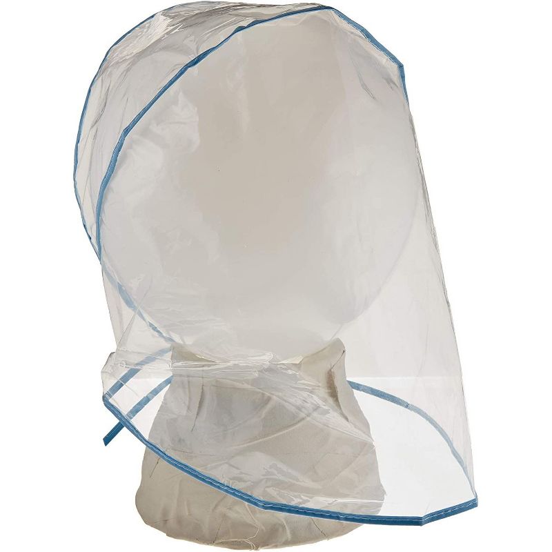 Juvale 12 Pack Clear Waterproof Rain Bonnet Hat with Visor, Transparent with Blue Trim Rain Wear