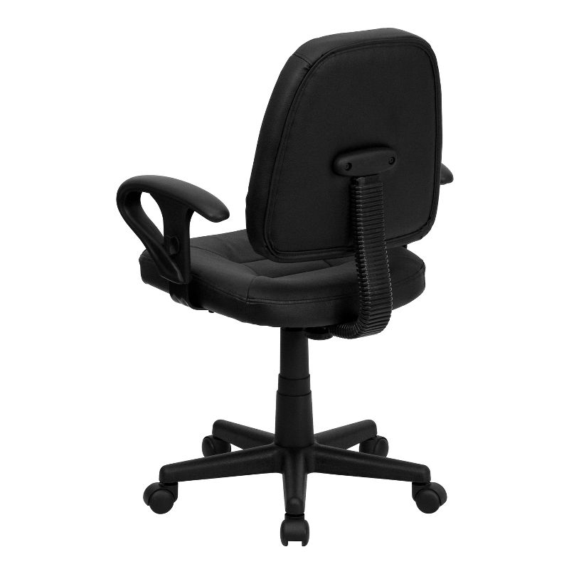 Emma and Oliver Mid-Back Black Leather Swivel Ergonomic Task Office Chair with Adjustable Arms