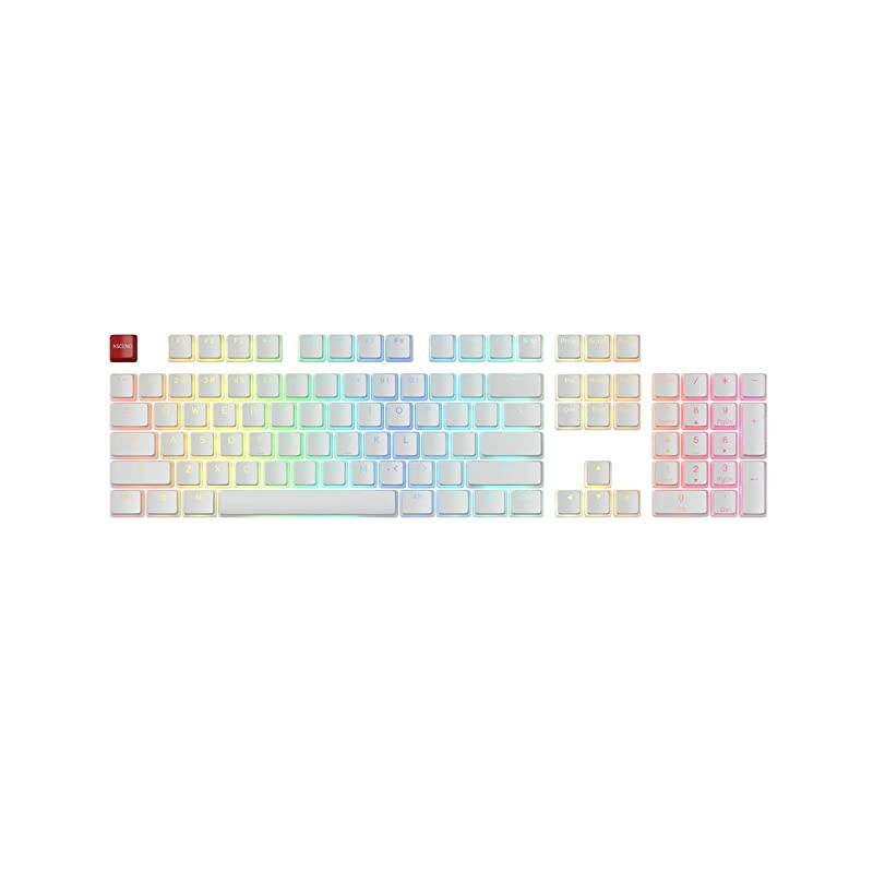 Aura Keycaps for Mechanical Keyboards - PBT, Pudding, Double Shot, White, Standard Layout | 104 Key, TKL, Compact Compatible (Aura (White))