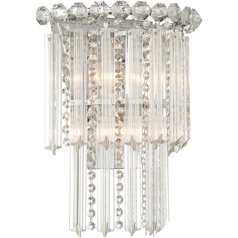 Vienna Full Spectrum Modern Wall Light Sconce Chrome Hardwired 14 1/2" High Fixture Crystal Accents for Bedroom Bathroom Hallway