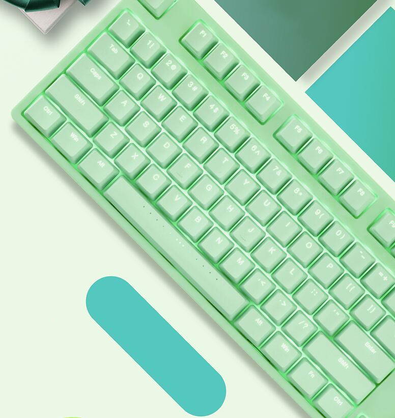 iKBC F200 Mechanical Gaming Keyboard, Cherry MX Red Switch,PBT Keycaps, N-key Rollover, White Backlit-Green