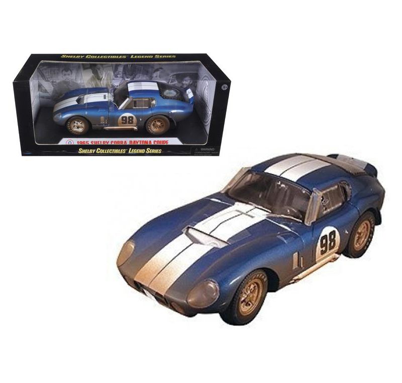 1965 Shelby Cobra Daytona #98 Blue with White Stripes After Race (Dirty Version) 1/18 Diecast Model Car by Shelby Collectibles