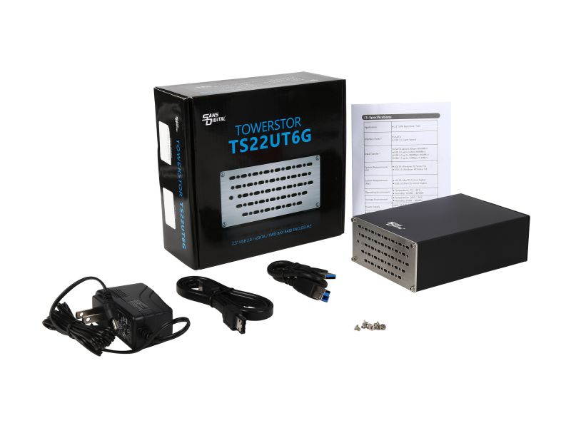 SANS DIGITAL TowerSTOR ST-SAN-TS22UT6G 2 Bay 2.5" SATA to USB 3.0 / eSATA RAID 0/1 Storage