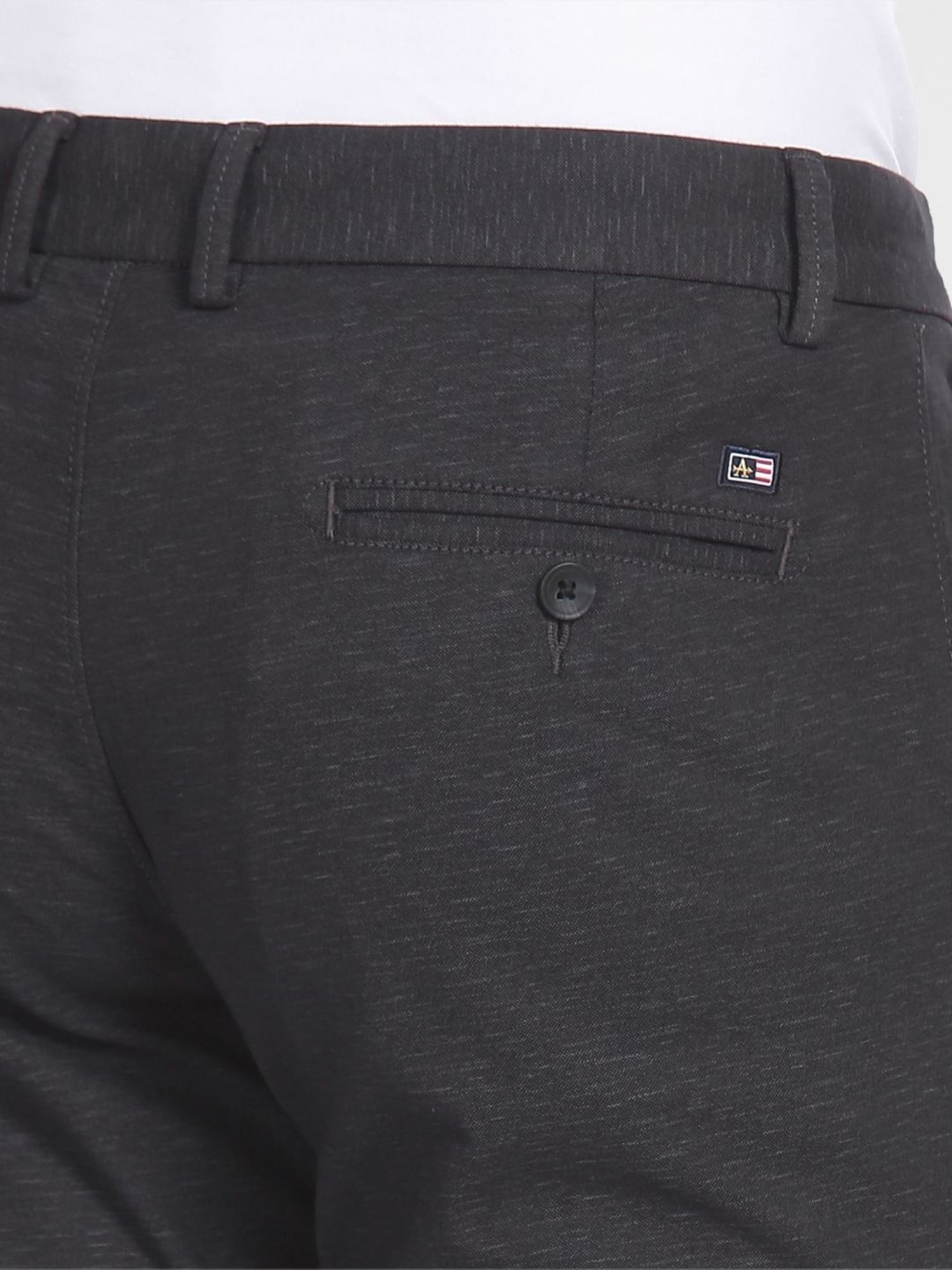 Arrow Sports Black Cotton Slim Fit Printed Chinos