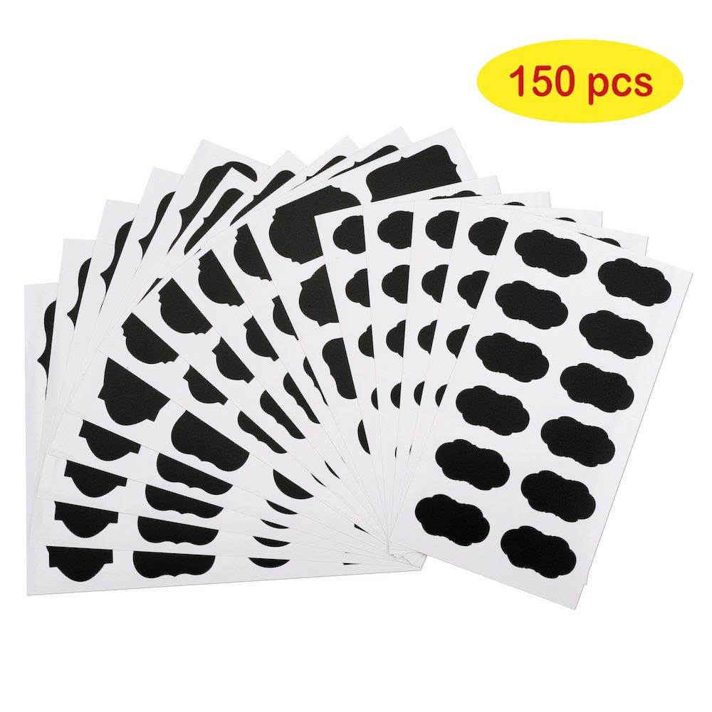 ONUPGO Chalkboard Labels - 150 Premium Reusable Chalkboard Stickers with 2 Chalk Marker to Decorate Your Pantry Storage & Office, Chalk Label Stickers for Spice Jars, Mason Jars, Spray Bottles