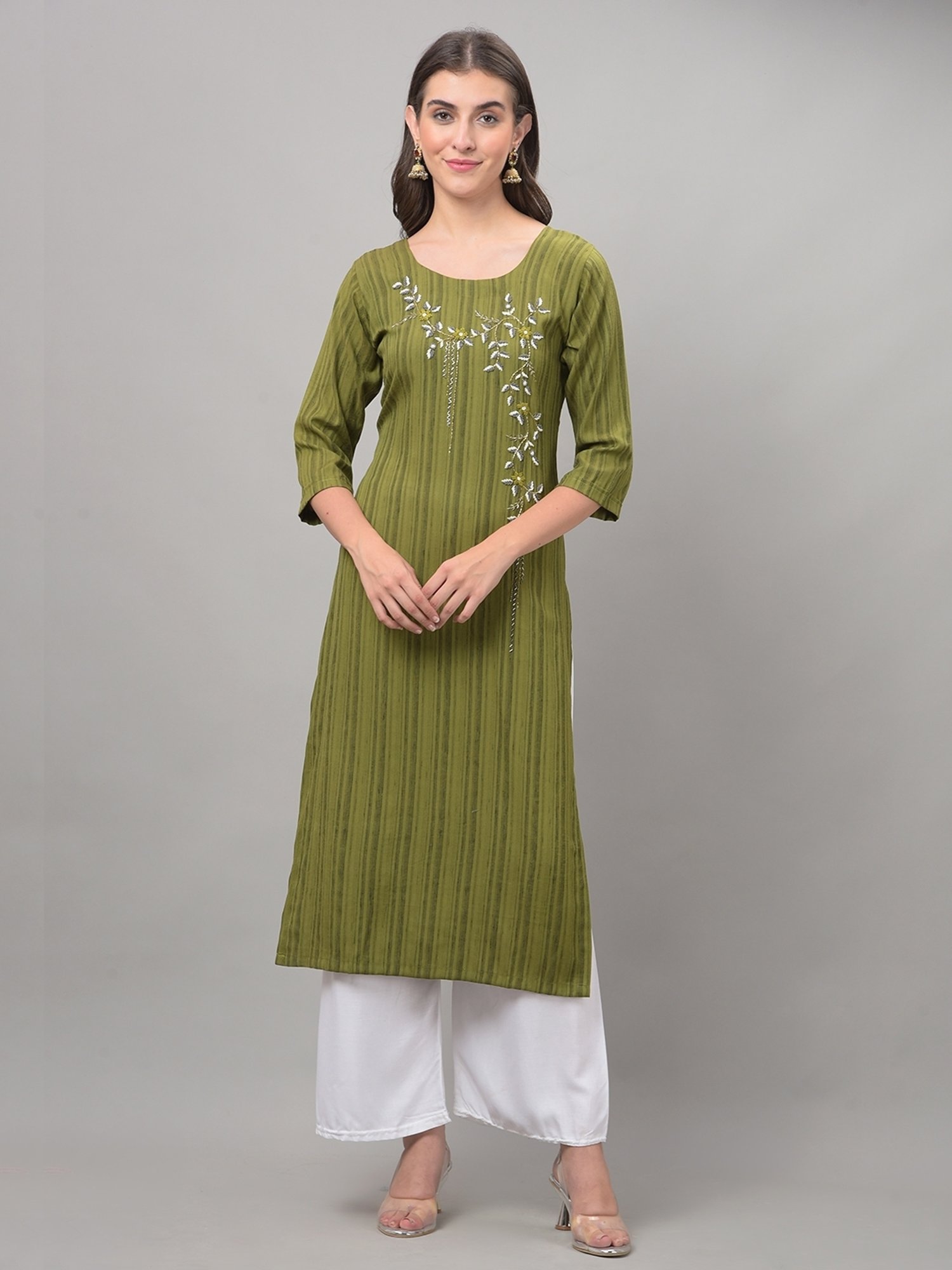 Dollar Missy Green Embroidered Straight Kurta