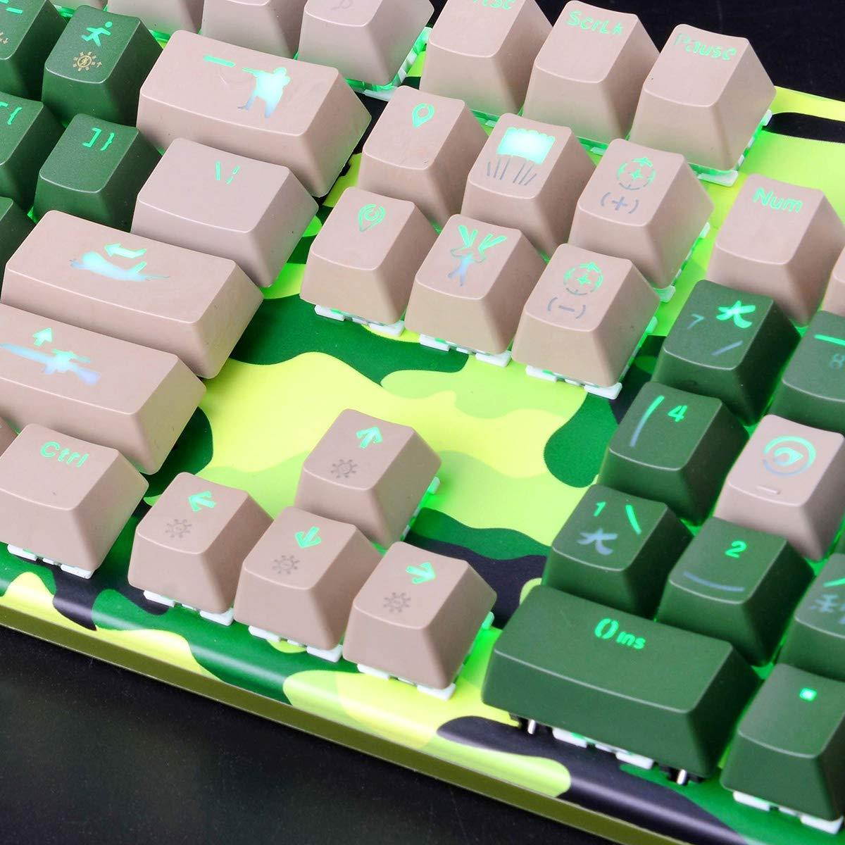 Merdia Mechanical Gaming Keyboard Wired Backlit OUTEM Red Switch Keyboard Full Size 104 Keys US Layout-Camouflage