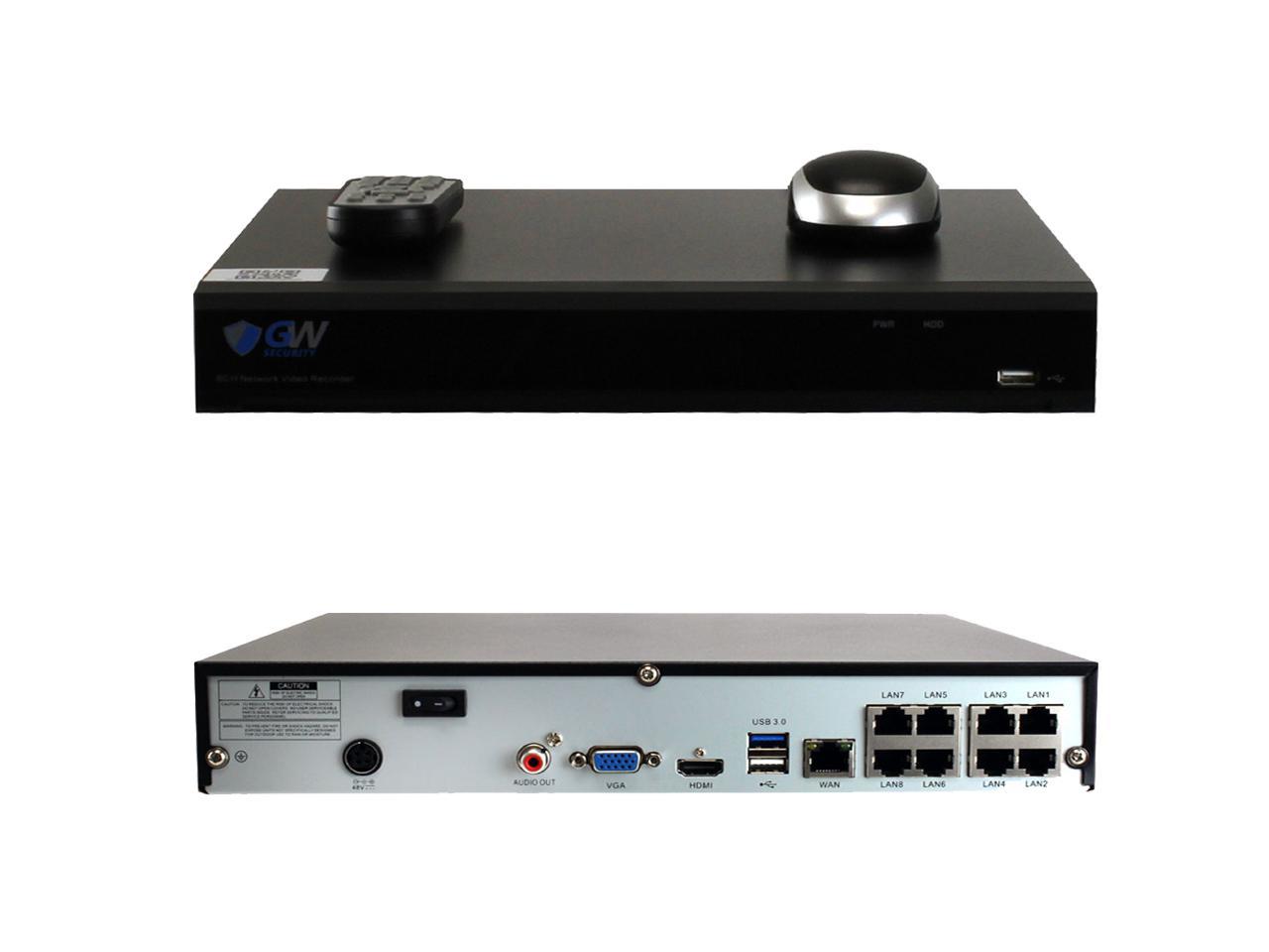 GW 8 Channel 4K NVR H.265 HEVC 5 Megapixel PoE IP Camera System, 6 x 1920P HD IP66 Rated Weather Proof, 3.6mm Wide Angle Camera, Night Vision Compact Size, Free App Access