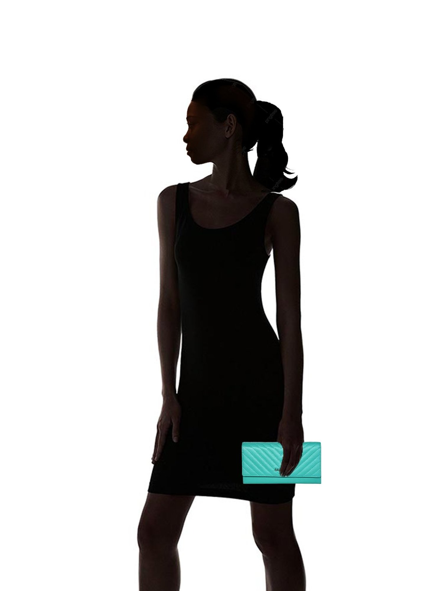 SASSORA Blue Quilted Rfid Wallet for Women