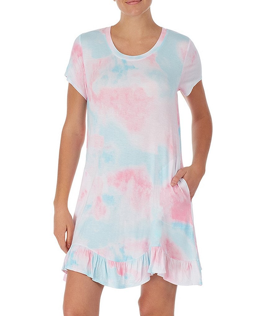 Kensie Tie-Dye Print Jersey Knit Sleepshirt