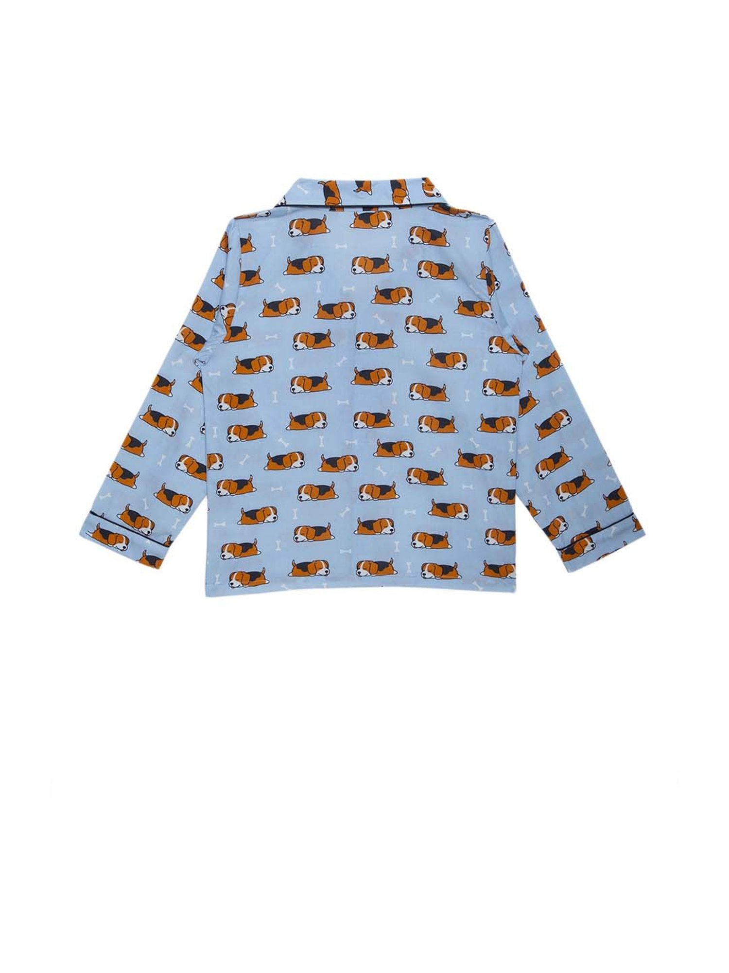 Fluffalump Boys Multicolor Cotton Printed Nightwear Top & Pants Set