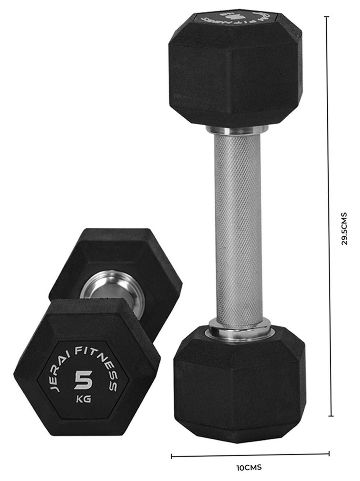 Jerai Fitness JDDK5 Diamond Cut Dumbbells (Black)