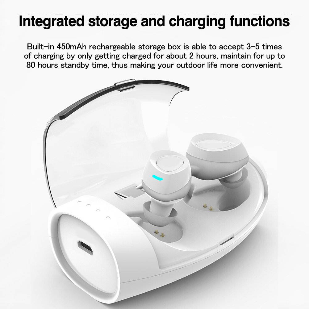 Zgeer Bluetooth 4.2 Wireless TWS In Ear Stereo Bass Earphone Sports Headset,Microphone Charging Box