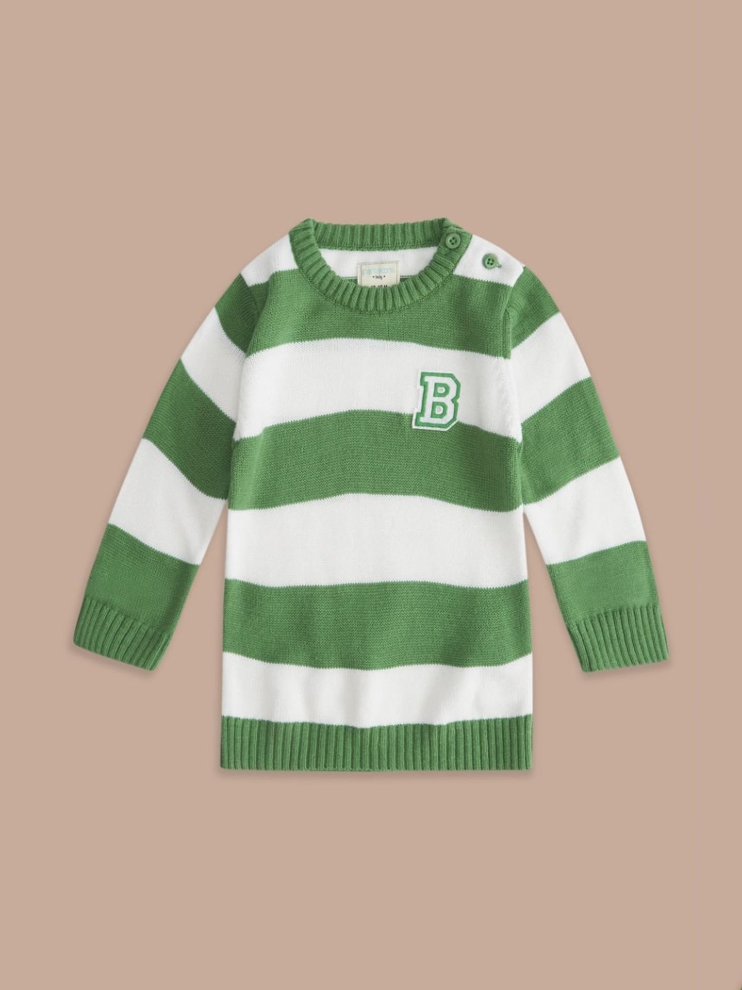 MINIKLUB Girls Green Self Design Full Sleeves Sweater
