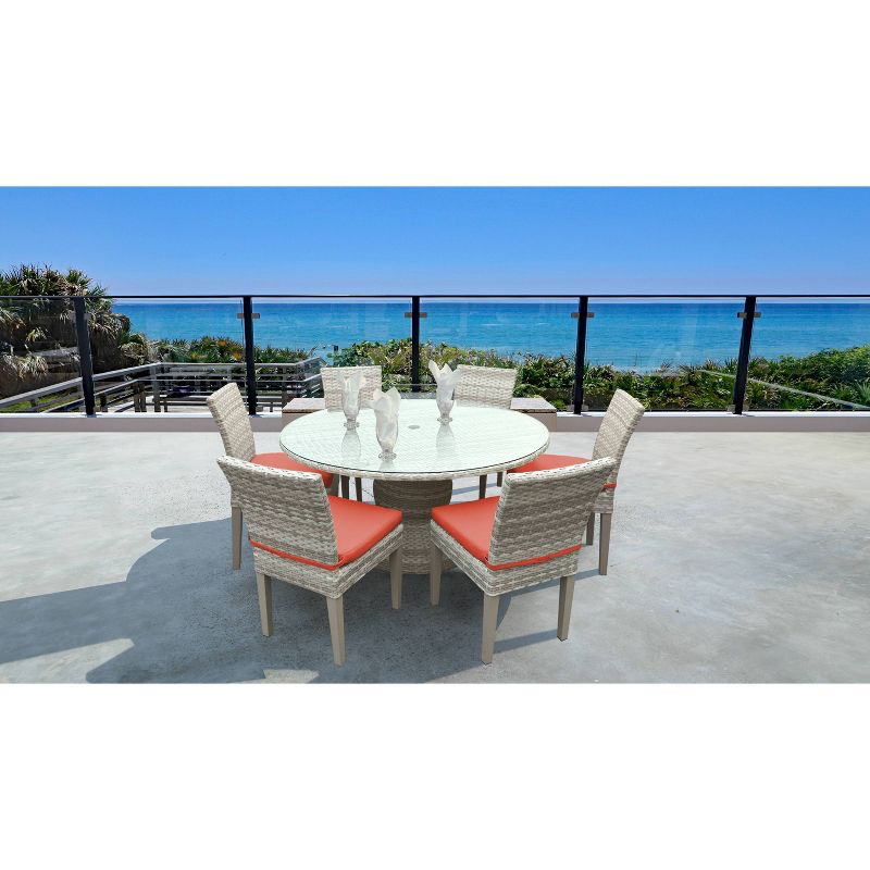 Fairmont 7pc Patio Dining Set - Tangerine - TK Classics
