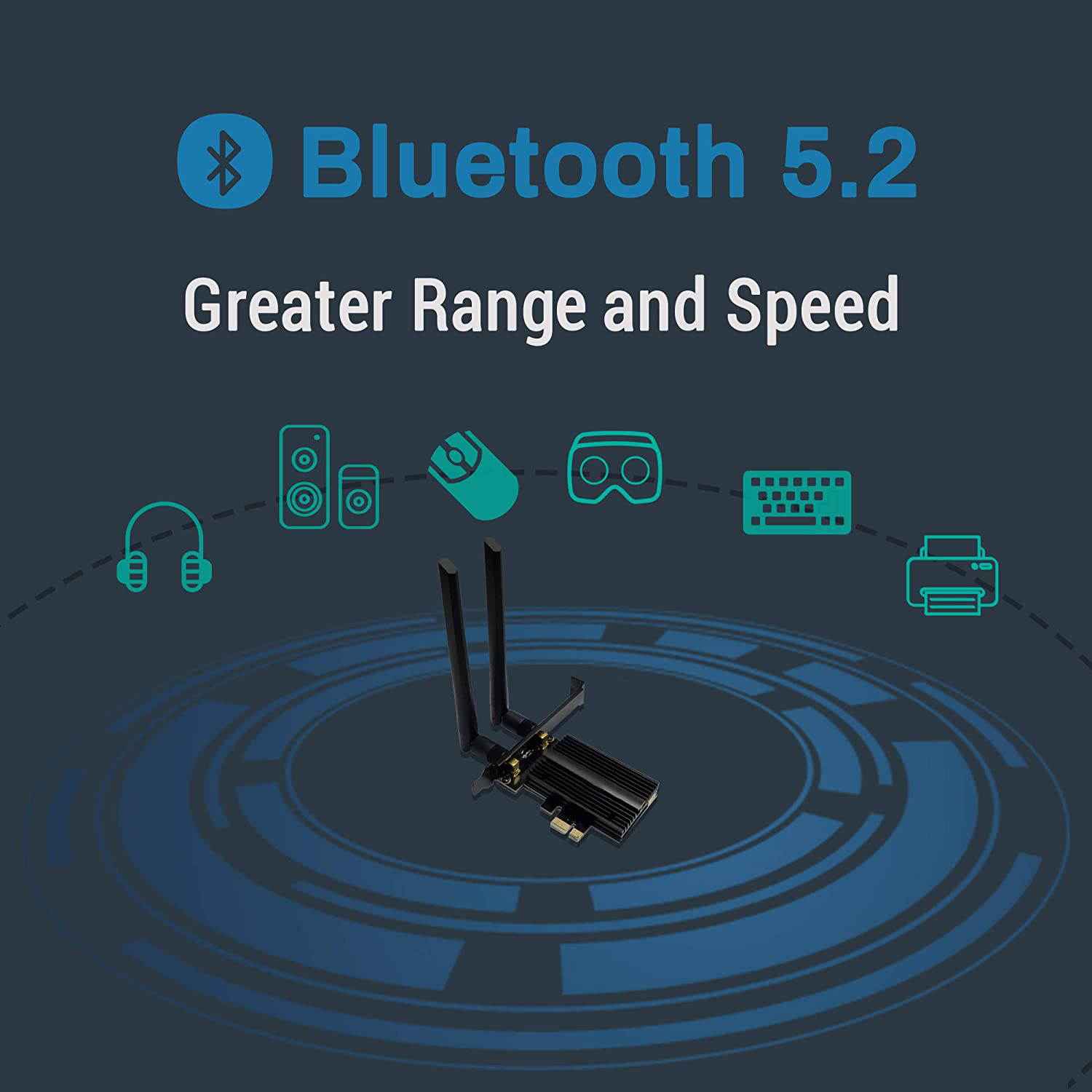 WiFi 6E 5400Mbps AX210 wireless PCIe card, updated to 6G/5.8G/2.4GHz Tri-Band, Bluetooth 5.2, 802.11AX Internal Network Adapter for PC with MU-MIMO, Ultra-Low Latency, Support Windows10 (64bit)