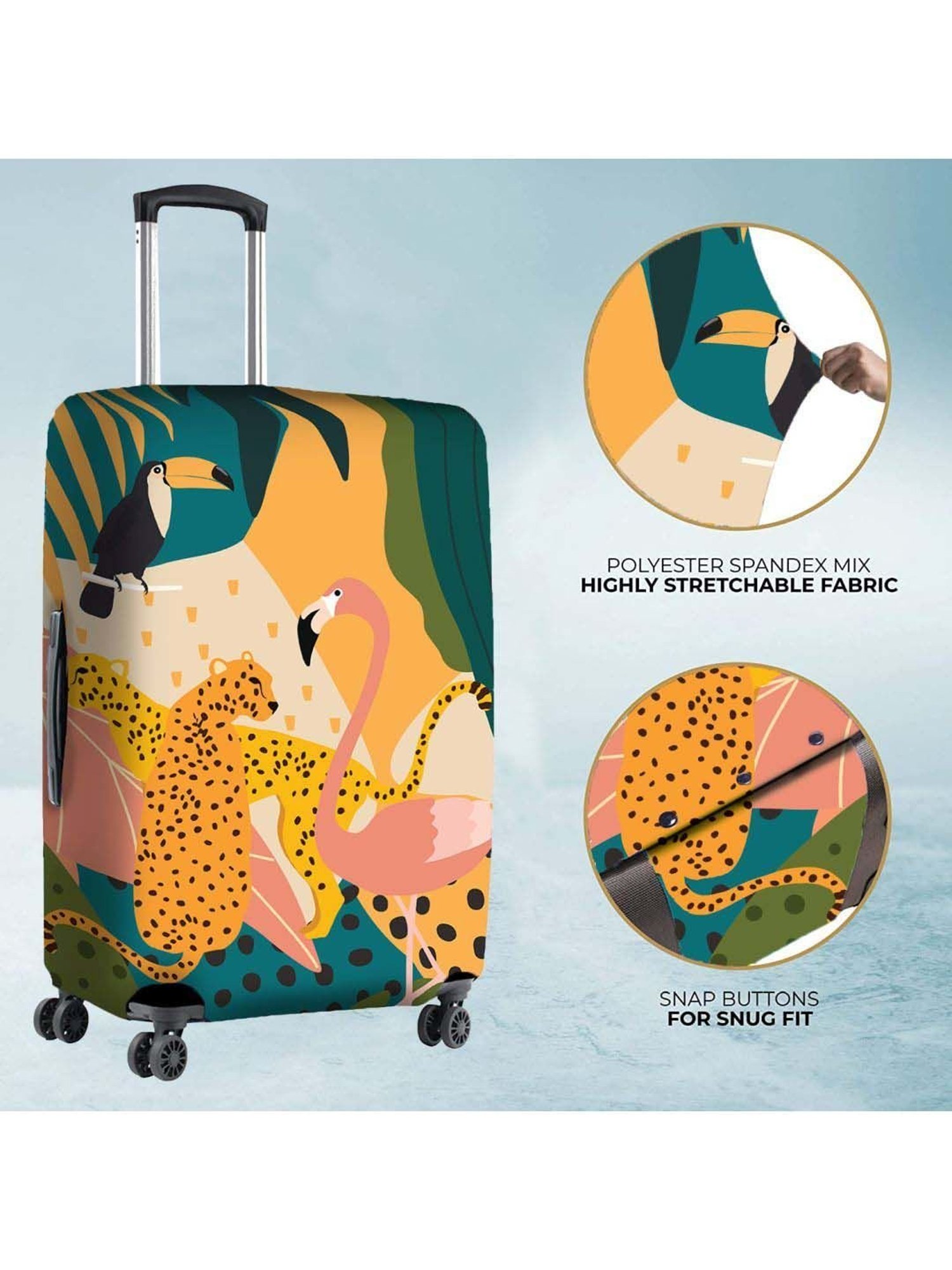 Nasher Miles Polyester 75 cm (28 Inch) Large Protective Luggage Cover - Leopord Design