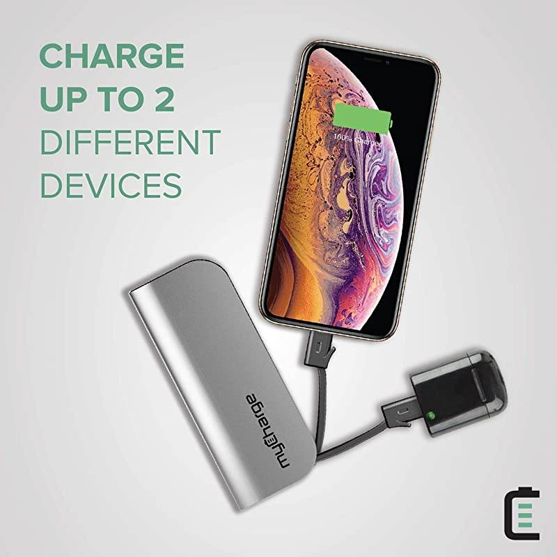 HubMini Portable Charger 3300mAh External Battery Pack Power Bank Built-in Lightning Cable and Micro-USB Cable for Cell Phones (iPhone Xs, XS Max, XR, X, 8, 8 Plus, 7, 6S, Samsung Galaxy)