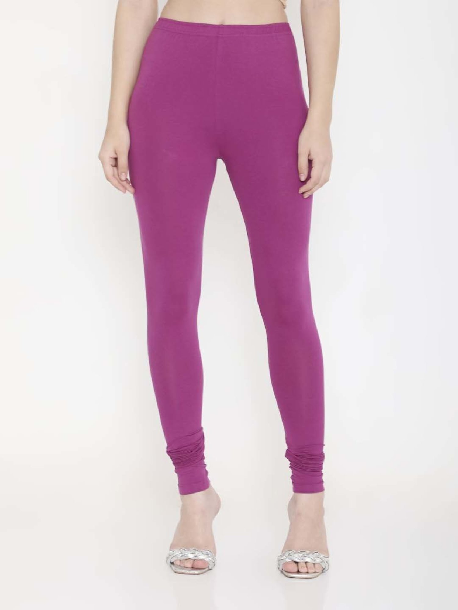 FEELINGS Purple Plain Churidar Leggings