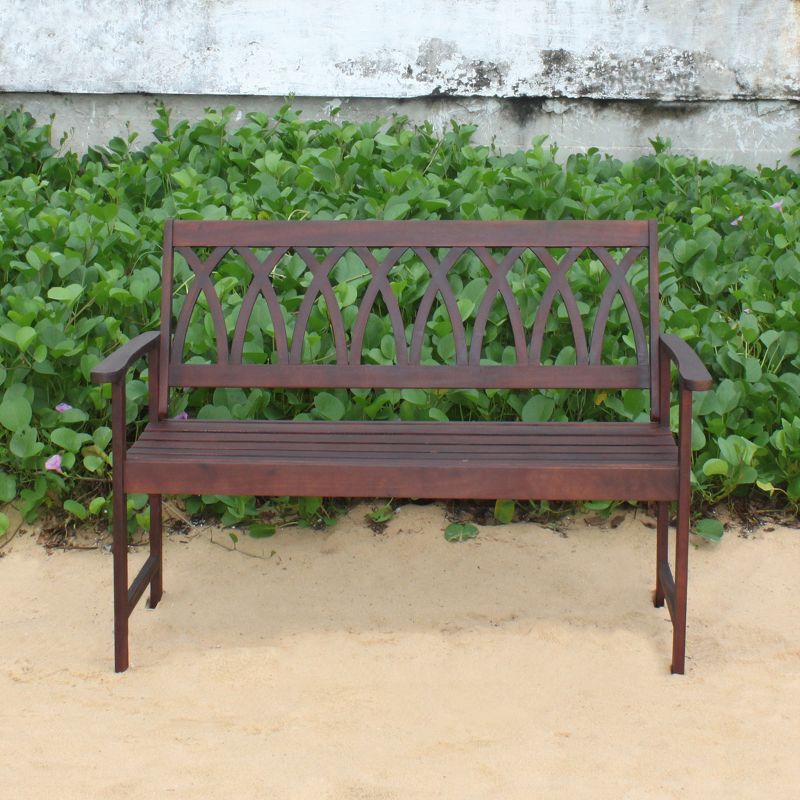 Criss Cross Acacia Wood Garden Bench - Natural Wood - Merry Products