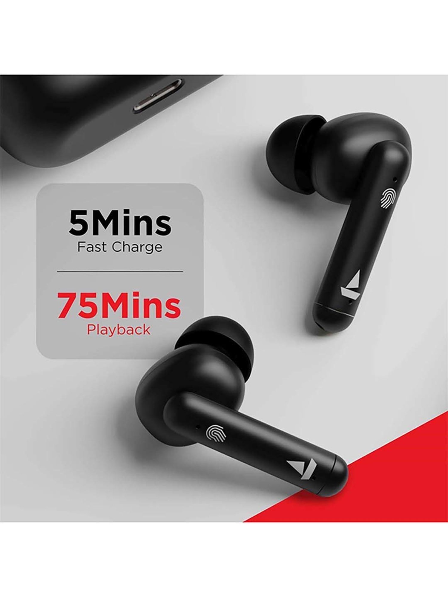 Boat Airdopes 148 In Ear BT Earbuds with ENxTM Technology & Upto 42H Playback (Black, True Wireless)