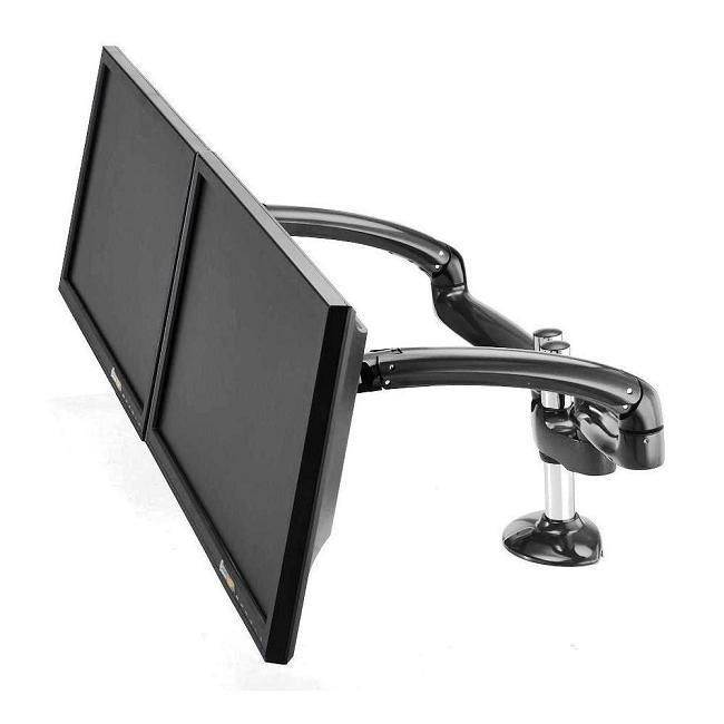 Cotytech Expandable Dual Desk Mount Spring Arm Clamp Base - Dark Gray DM-GMD12-C