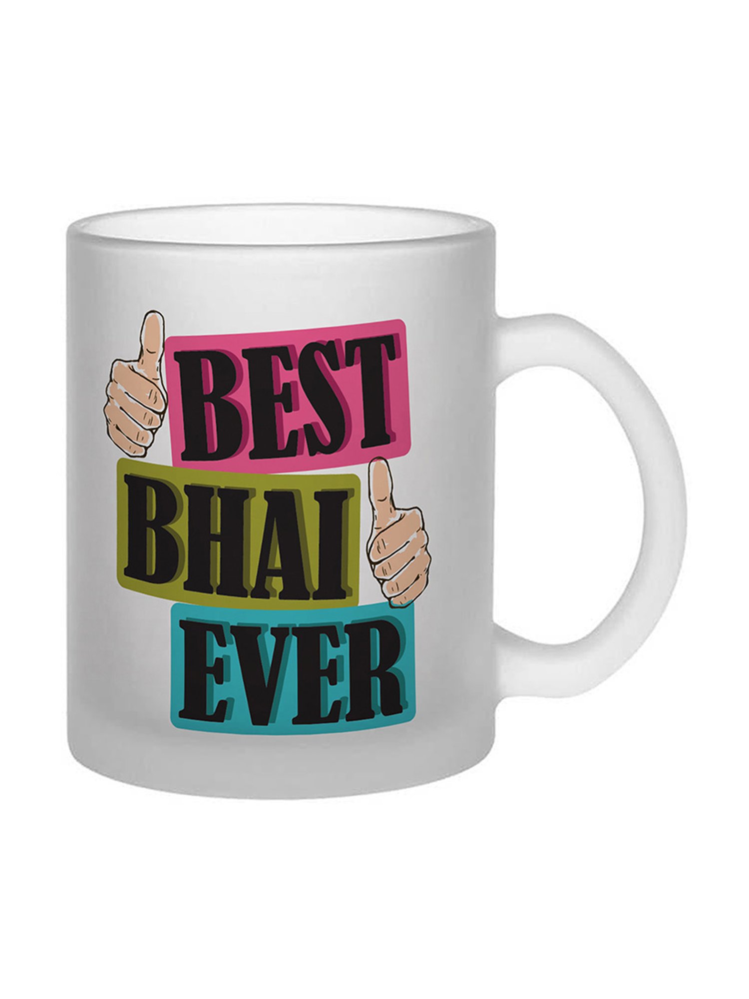 Gathari Best Bhai Ever White Glass Frosted Coffee Mug 350 ml
