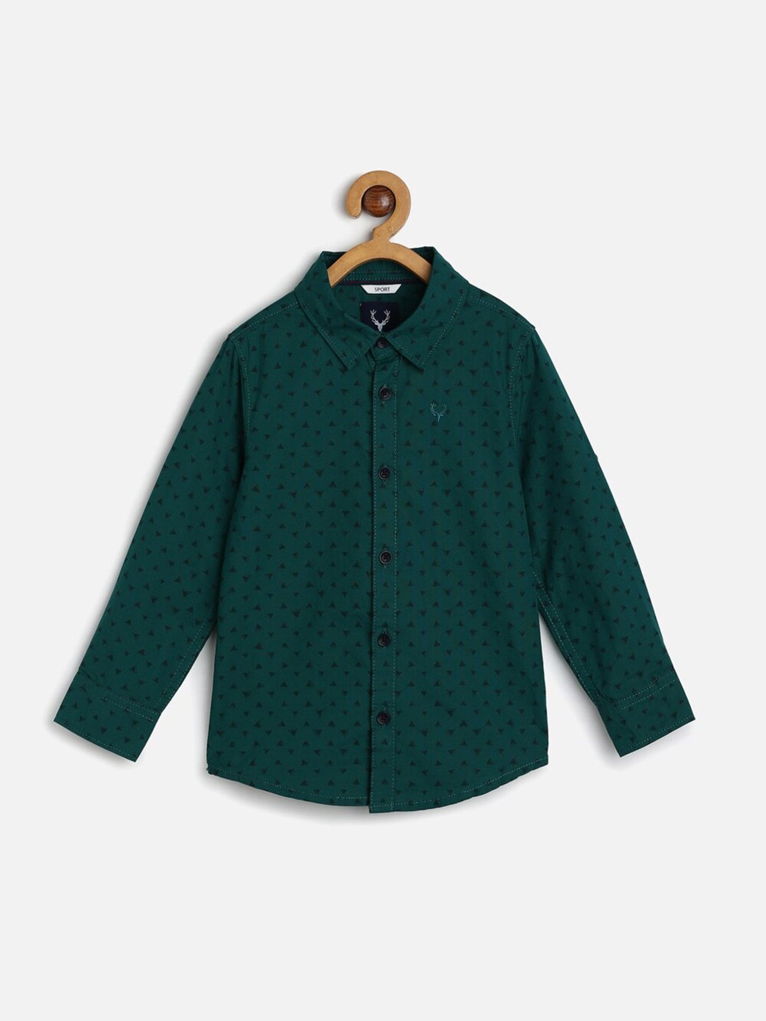 Allen Solly Junior Dark Green Printed Full Sleeves Shirt