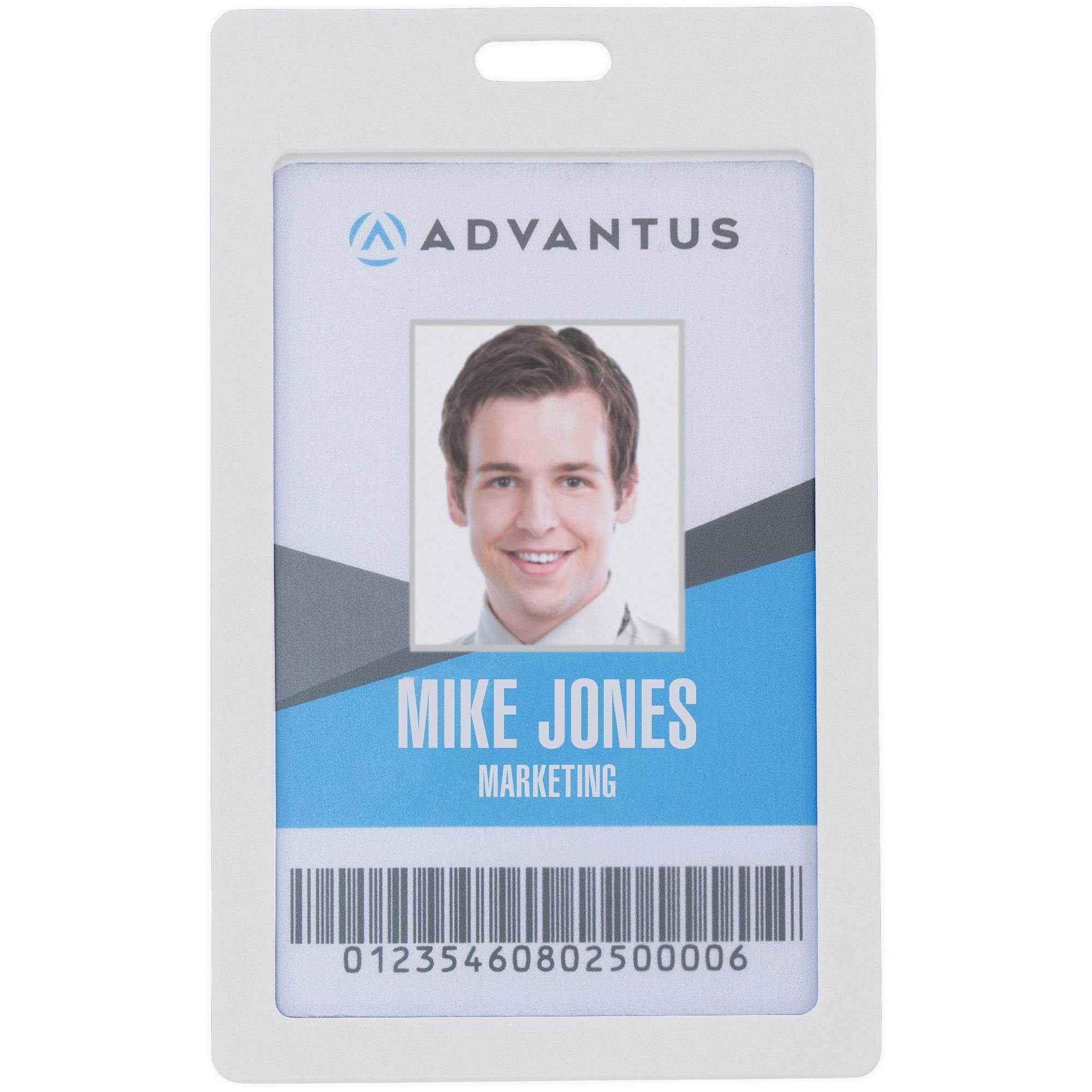Advantus Vertical Rigid ID Badge Holder - Vertical - Plastic - 6 / Pack - White