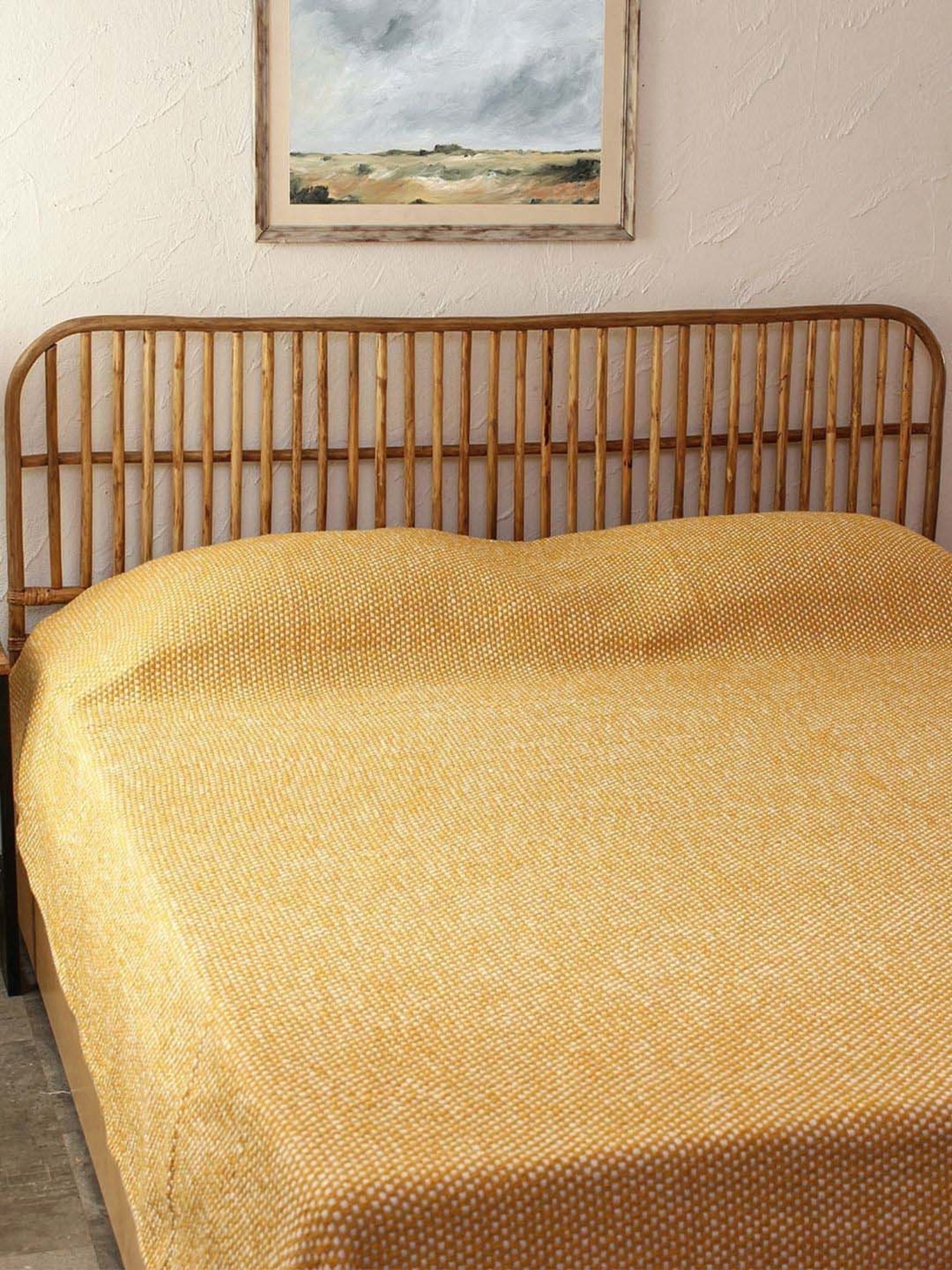 House This Vindhya Mustard Cotton 180 TC Double Bedcover