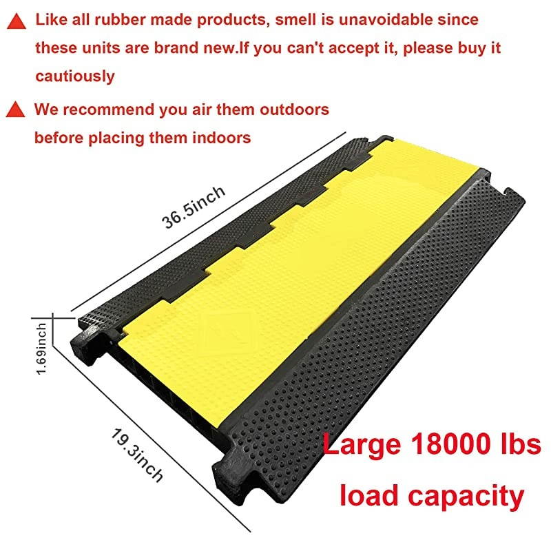 5 Channel Rubber Cable Protector Ramp Traffic Speed Bump 18000lbs Capacity Heavy Duty Cable Protective Cover Ramp Driveway Hose Cord Track Protector Wires Concealer wFlipOpen Top Cover