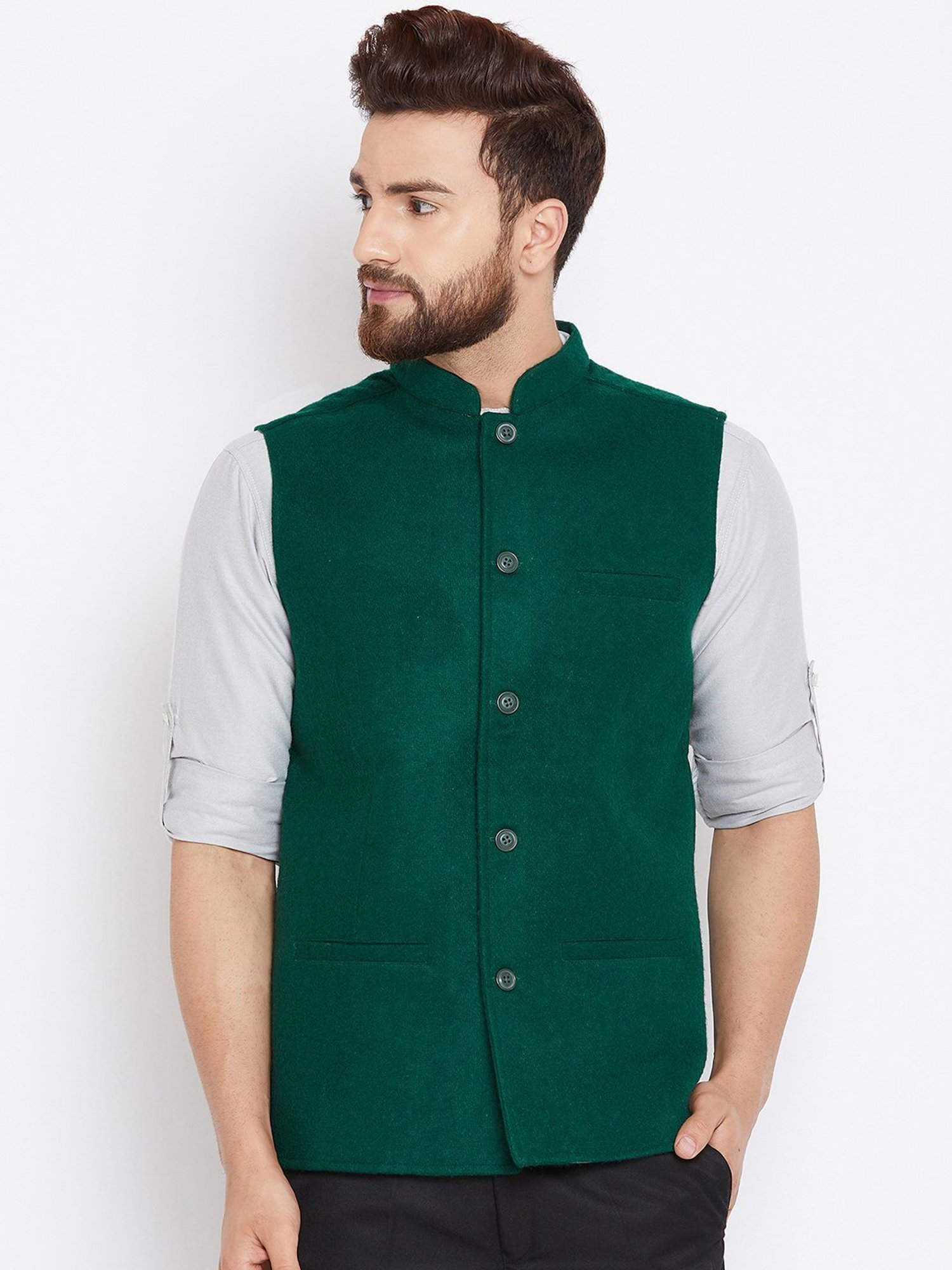 Even Green Regular Fit Nehru Jacket