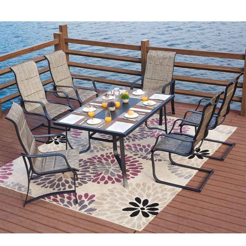 6pc Steel Patio Dining Sets Gray - Lokatse
