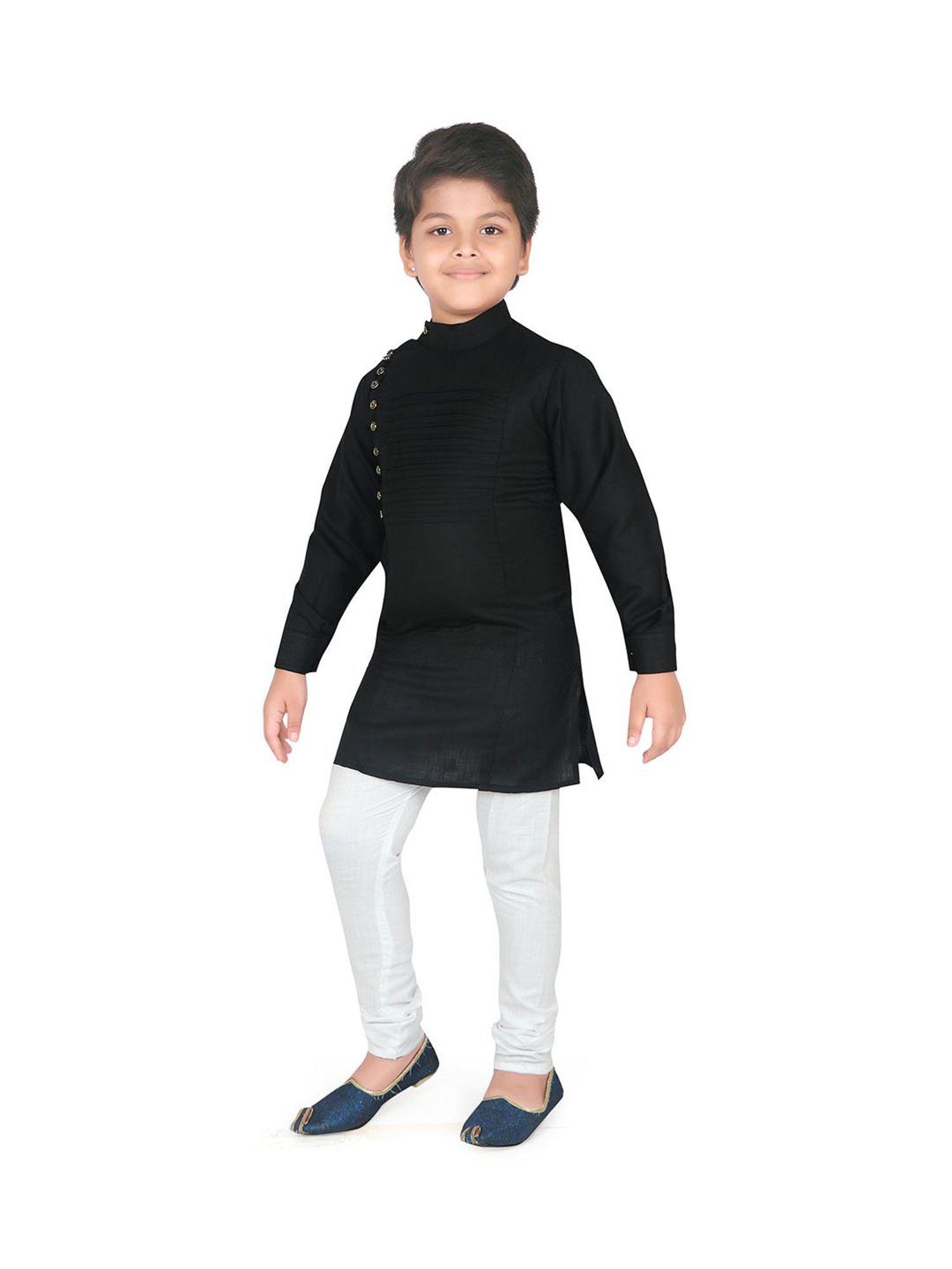 Ahhaaaa Kids Black & White Solid Kurta with Pyjamas